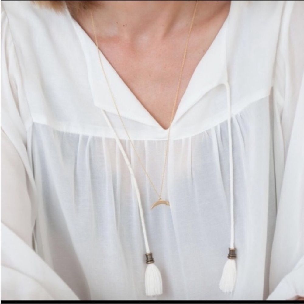 ANINE BING White boho sheer Flowy Tassel Blouse XS - Picture 7 of 14